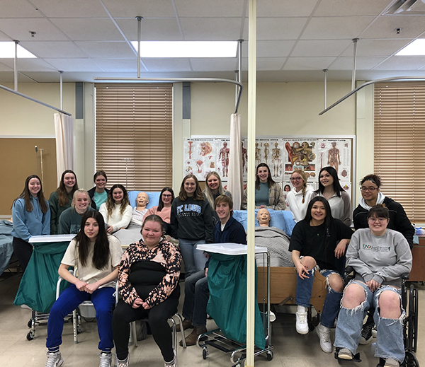 Park Rapids High School students with their health care projects